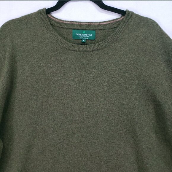Emerald Style Irish 100% Pure New Wool Green Preppy Sweater Sweatshirt Size XL - Picture 5 of 12